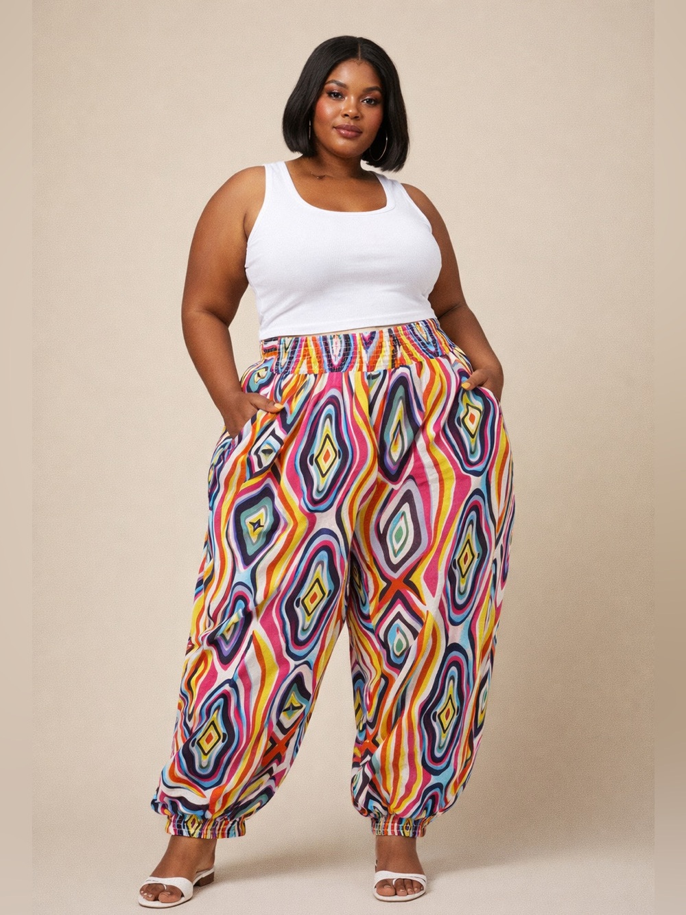 NWT Colorful Geometric Harem/jogger  Pants 4X